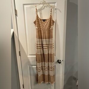 Tommy Bahama tan cream beige stripe dress L Large